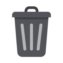 Dark gray trash can with a lid and handle for waste disposal.