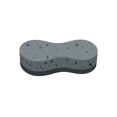 Grey porous cleaning sponge for washing and household chores.
