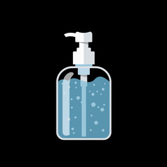 Hand Sanitizer Bottle with Pump Dispenser and Blue Gel.