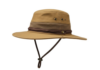 Khaki safari hat isolated on white, outdoor sun protection headwear for travel and adventure gear PNG © Matteo