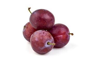 Sweet plums, isolated on white background.