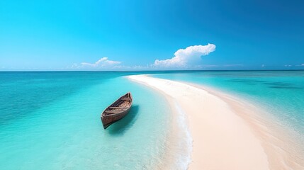 Tranquil boat on a pristine beach