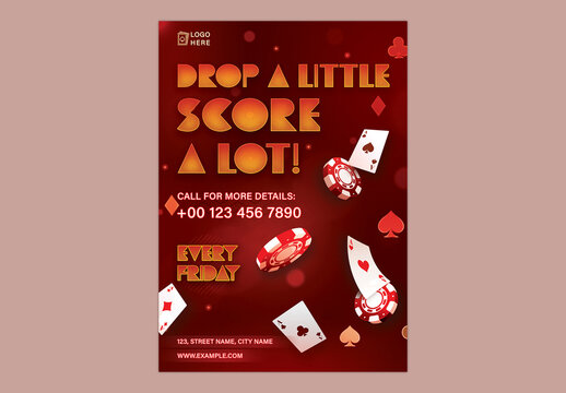 Casino Score Big Flyer Template &ndash; A4 CMYK Design for Friday Night Gaming