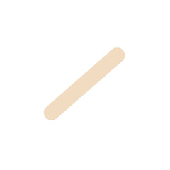 Single wooden craft stick or medical tongue depressor isolated on white background.