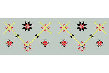 Elegant national traditional embroidery texture. Detailed seamless ornamental pattern. Textile print abstract background. Vector illustration