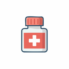 Obraz premium Medical Jar with Cross Symbol Illustration, Healthcare and Medicine Concept.