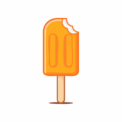Bitten orange popsicle on a stick vector illustration cartoon icon
