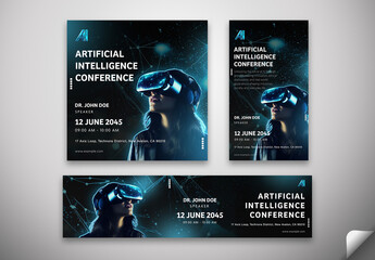 Editable Artificial Intelligence Conference Social Media Template – Futuristic VR Theme