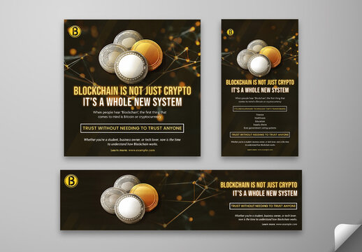 Blockchain  Social Media Editable Post, Flyer and Banner Explaining the Technology Beyond Cryptocurrency.