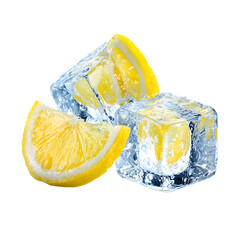 Lemon and Ice Cube Refreshing Beverage Still Life