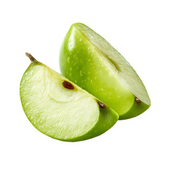 Fresh Green Apple Slices on White Background for Food and Health Concepts
