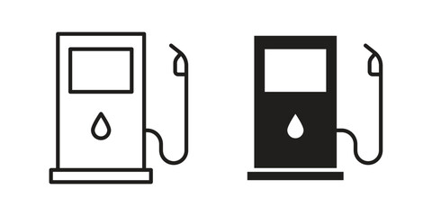 Gas station icon flat black and white logo