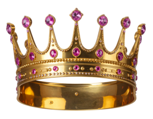 Elegant Pink Gemstone Royal Crown Transparent Background.