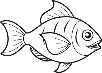 piranha fish outline vector illustration line art