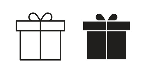Gift box icon flat black and white logo