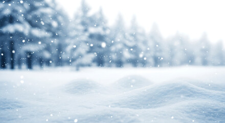 Fototapeta premium Soft snowfall in a winter forest landscape