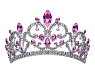 Luxury Princess Tiara with Pink Crystals Transparent Background.