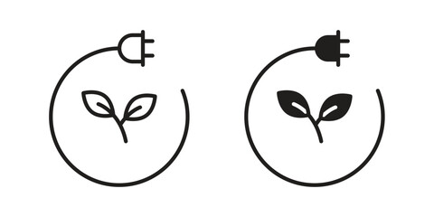 Green energy icon flat black and white logo