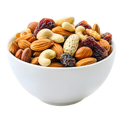 Assorted Nuts and Dried Fruits in White Bowl - Nutritious Snack Option