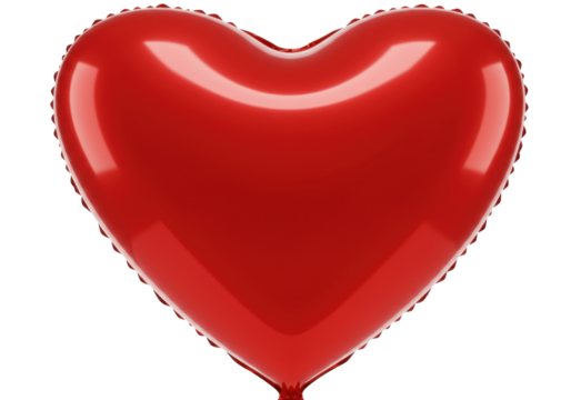 Shiny red heart balloon isolated on transparent background, love and romance concept for Valentine s Day and special occasions PNG