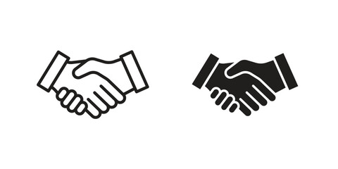 Handshake icon flat black and white logo