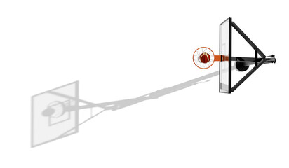 Long Shadows Basketball hoop isolated on white background . 3d Render