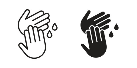 Handwashing icon flat black and white logo