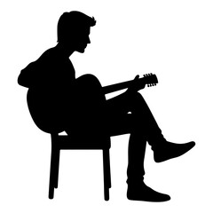 Silhouette of rock musician playing guitar