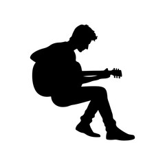 Silhouette of rock musician playing guitar