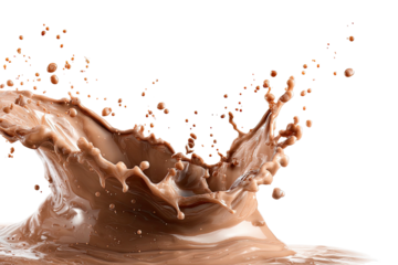 A dynamic display of a chocolate liquid crown, frozen mid-splash against a dark void