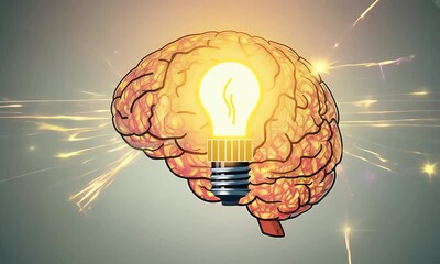 technology lamp light intelligence brainstorming mind animation invention genius brainstorm creativity brain inspiration power solution idea bulb human imagination symbol concept business innovation