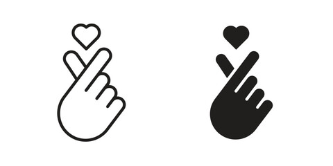 Obraz premium korean heart icon flat black and white logo