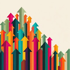 Investment diversity: multicolored arrows moving up, modern flat illustration