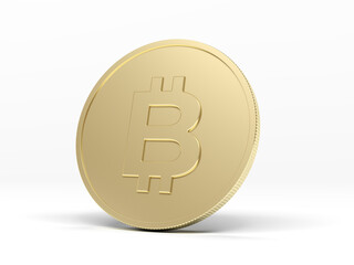 Gold bitcoin isolated on white background. 3d illustration.