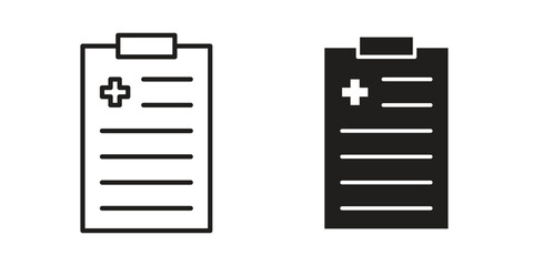 Medical report icon flat black and white logo