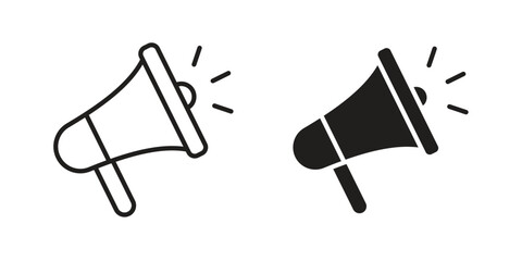 Megaphone icon flat black and white logo