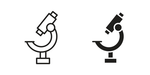 Microscope icon flat black and white logo