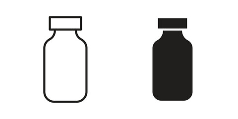 Milk bottle icon flat black and white logo