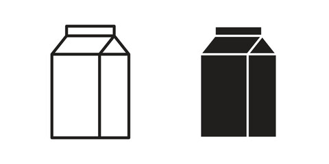 Milk carton icon flat black and white logo