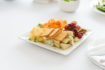 Food on the festive table. Cold appetizers for the banquet.