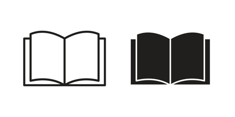 open book icon flat black and white logo