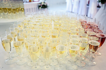 Poured champagne in crystal glass