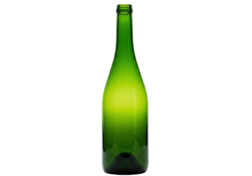 Elegant green wine bottle isolated PNG, empty glass container for alcoholic beverages and special occasions on transparent background - Powered by Adobe