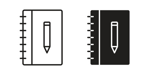 Notebook icon flat black and white logo