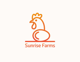 Obraz premium This logo features a stylized rooster beside an egg, representing the wholesome essence of Sunrise Farms and its commitment to quality farm products.
