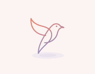 This image features a minimalistic bird logo with elegant lines, symbolizing freedom and grace, perfect for businesses in nature, beauty, or creativity industries.