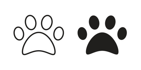 Paw icon flat black and white logo