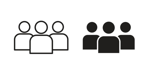 People group icon flat black and white logo