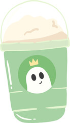 Cute Matcha Frappe Clipart, Kawaii Green Tea Drink Illustration