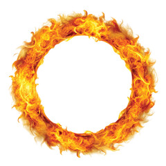 Fire Ring Circle: A circular ring of fire with flames rising outward, PNG format.